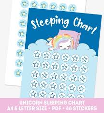 Rainbow Sleeping Chart Pony Good Night Chart Unicorn Girl