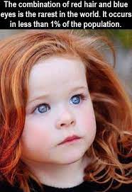 The Combination Of Red Hair And Blue Eyes Is The Rarest In The World It Occurs In Less Than 1 Of The Population Red Hair Blue Eyes Red Hair Blue Eye Kids