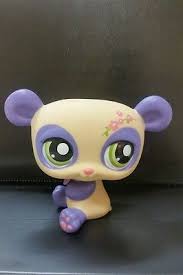 Littlest Pet Shop Lps Panda C031 Purple Big Bobble Head Pet Green Eyes Littlest Pet Shop Pet Shop Bobble Head