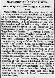 Matrimonial Ads from Old Newspapers ...