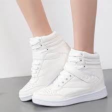 Black Boots White Sole Ladies Women S Hidden Wedges Ankle Boots Fashion High Top Sneakers Casual Platform Flat Shoes White Cx187i6sh35 Leather Shoes Woman Wedge Ankle Boots Ankle Boots Fashion