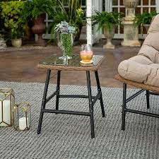 Lucca outdoor acacia wood side table by christopher knight home. Natural Rattan Outdoor Side Table With Clear Glass Kirklands