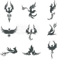Phoenix Bird Stylized Silhouettes Icons On White Background Template 2020 Kus Dovmeleri Anka Kusu Dovmeleri Klasik Dovmeler