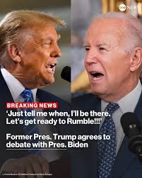 JUST IN: Former Pres. Trump, who skipped all four Republican 2024 primary  election debates, said that he is willing to debate Biden during the  president's proposed debate dates. "I am Ready and