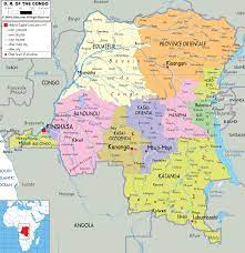 Fih) about 16 km (10 mi) east of the city. Detailed Political Map Of Democratic Republic Of Congo Ezilon Maps