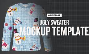 Free Ugly Christmas Sweater Mockup Template Red and green gradient combination ugly christmas sweater. free ugly christmas sweater mockup template