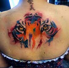 realism colour splashed tiger tattoo by jamie รอยส กร ปเส อ