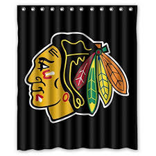 Amazon Com Chetery Chicago Blackhawks Logo Printed Custom Decorative Seamless Waterproof Polyester Shower Curta Prints Chicago Blackhawks Logo Shower Curtain