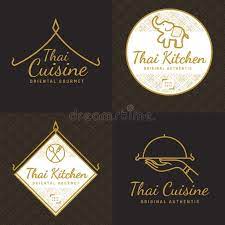 set of golden color thai food logo badges banners emblem for asian food resta spon thai food lo thai pattern logo restaurant restaurant logo design