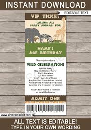 Safari Party Ticket Invitation Template Safari Party Safari Theme Party Jungle Safari Party