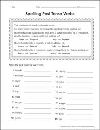 Spelling Past Tense Verbs Grammar Practice Page Printable Skills Sheets