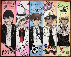 Detective Conan Akai Kaito Kid Shinichi Heiji Amuro Aquarelle Et Feutre