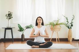Check spelling or type a new query. Asian Woman Doing Yoga Meditation At Home 1229279 Stock Photo At Vecteezy