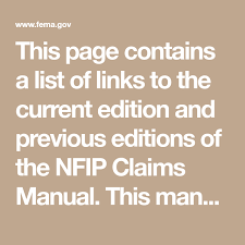 New and veteran nfip certified adjusters should refer to the nfip claims manual and claims adjuster forms for details about adjustment standards and requirements. This Page Contains A List Of Links To The Current Edition And Previous Editions Of The Nfip Claims Manual This Manual Improves Cl Flood Insurance Manual Flood