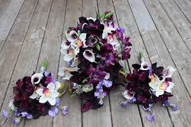 Purple wedding flowers in shades of lavender, ultra violet, plum, and more at afloral.com. Dark Purple Silk Wedding Flowers Silk Wedding Flowers And Bouquets Online Love Is Blooming