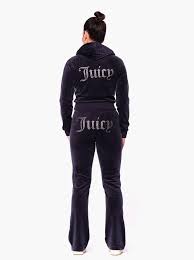 Juicy couture luxe velour track jacket and flare pants set on qvc. Juicy Couture Tina Track Pants Black Madame Chic
