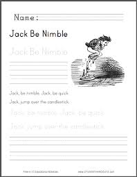 My brother tried to draw 'jack' jumping over the candlestick. Jack Be Nimble Worksheet For Kids Student Handouts