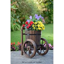 B M Stores Burntwood Wooden Two Wheel Barrel Planter 276367 Barrel Planter Wheel Barrel Planter Diy Garden Furniture