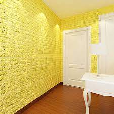Bedroom wall putty colour design. Buy Rrimin 1 Piece 3d Wall Foam Panels For Living Room Bedroom Tv Wall Background Decor Decoration 60 60cm Yellow Online At Low Prices In India Amazon In