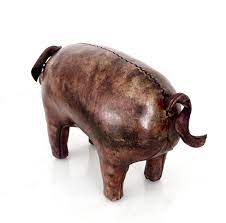 Dimitri Omersa Leather Pig Footstool For Abercrombie And Fitch Leather Abercrombie Pig