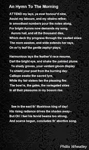 An Hymn To The Morning Poem By Phillis Wheatley Poem Hunter Morning Poem Poems Hymn