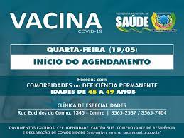 Pode fazer o registo aqui. Saude Inicia Agendamento De Vacina Contra Covid 19 De Pessoas De 45 A 49 Anos Com Comorbidades Prefeitura De Sao Miguel Do Iguacu