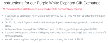 Mar 10, 2021 · in the case of a white elephant gift exchange, gifts are typically humorous 'gag' gifts or gifts that have been received but the recipient no longer has a use for. White Elephant Holiday Festivities Invision Engineering Blog