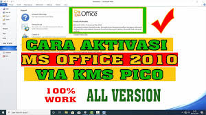 Pilih daftar pada convert office 2010/2013/2016 retail => ubah menjadi vl. Tutorial Cara Aktivasi Microsoft Office 2010 Menggunakan Kms Pico All Version 100 Work Youtube