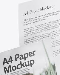 Two A4 Papers Mockup In Stationery Mockups On Yellow Images Object Mockups