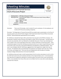 Meeting Minutes Department Of Financial Services Chart Of