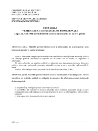 663 din 23 octombrie 2001, prevazute în anexa care face parte integranta din prezenta hotarâre. Grila Legea 544 2001