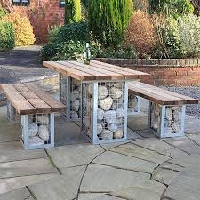 Do you have old chairs you're considering getting rid of? Home Dzine Gabion Style Outdoor Table Set Outdoor Table Settings Backyard Patio