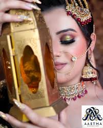 Close up of our walima bride, jewellery setting and makeup