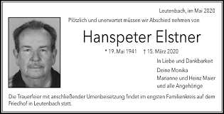 Besuchen sie die gedenkseite von klaus peter elstner. Traueranzeigen Von Hanspeter Elstner Zvw Trauer