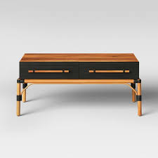 Practical storage space underneath the table top. Mokara Black Brown 2 Drawer Wood Coffee Table