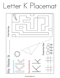 Free last supper placemat & coloring page. Letter K Placemat Coloring Page Twisty Noodle