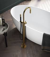 hotbath cobber x cx077 badmengkraan vloermontage geborsteld messing pvd badkamer badkamer marmer zolder met bad
