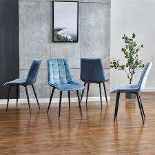 We have a wide range of contemporary dining chairs that fit your current filtered choice of velvet. Set Of 4 Blue Velvet Dining Chairs Kitchen Dinning Room Metal Leg Padded Modern Ebay