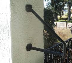 Handrails have to be a specific height, match the angle of the stairs and many local codes require a mitered return. 1 To 2 Step Wrought Iron Wall Mount Grab Hand Rail Step Rail Modern Design The Ironsmith