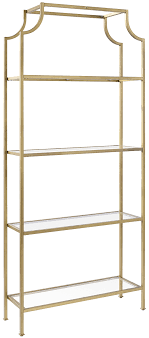 Pagoda styling provides unique visual flair. Crosley Furniture Aimee Etagere Bookcase Gold And Glass Buy Online In Andorra At Andorra Desertcart Com Productid 26753949