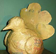 Upcycled Oliveloaf Design Paper Mache Thanksgiving Paper Paper Mache Projects