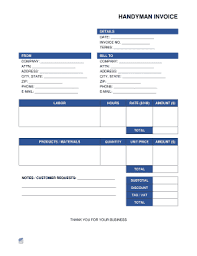 Fillable Online Handyman Invoice Template Fax Email Print Pdffiller