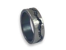 Palladium Oxidized Sterling Silver And Inverted Black Diamond Men S Fissure Wedding Band