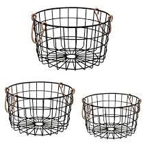 Living & co wire basket with handles black. Round Wire Nesting Baskets Black With Copper Handles Storage Organization Buy Stay Wire With Poles Tall Wire Basket Two Tier Wire Basket Product On Alibaba Com