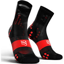 compressport pro racing socks v3 0 ultralight bike high cut compression socks black red