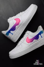 Black Nike Air Forces With White Tick Nike Air Force 1 Paint Drip Custom Shoes White Nike Shoes Custom Nike Shoes Orange Nike Shoes