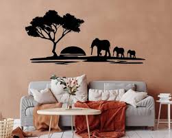 Complete your bedroom decor with safari decorations and appropriate wall art in your chosen theme, or find a mirror with safari style. Safari Theme Wall Decal Tree And Elephants Modern Wall Art