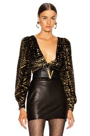 Black And Gold Blouse Grlfrnd Moreen Blouse In Black Gold Fwrd In 2020 Black And Gold Outfit Outfits Fashion