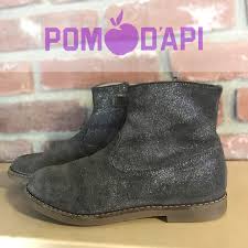 Girls Gray Soft Leather Ankle Boots
