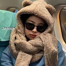 Gosh have i ever mentioned how much i love girls???? Blackpink Jennie Cute Bear Hat Solid Color Hooded Warm Scarf Korean Style For Women Ready Stock Shopee Malaysia